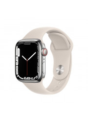 Умные часы Apple Watch Series 7 41 мм Silver Stainless Steel Case with Sport Band, сияющая звезда